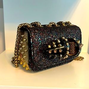 Louboutin sweet charity evening bag spikes rainbow glitter